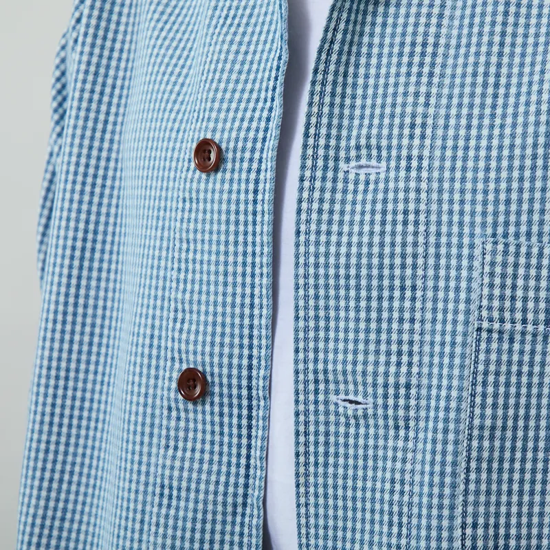 Service Works House Gingham FOH Overshirt Blue-6