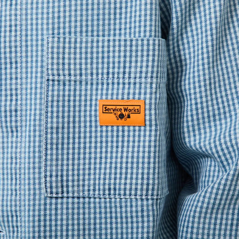 Service Works House Gingham FOH Overshirt Blue-5