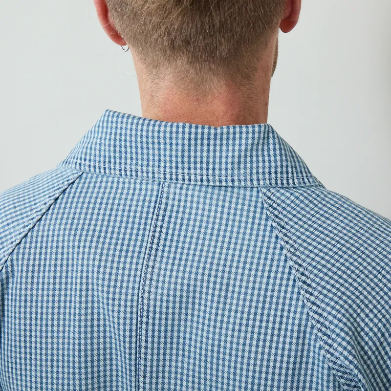 Service Works House Gingham FOH Overshirt Blue-4