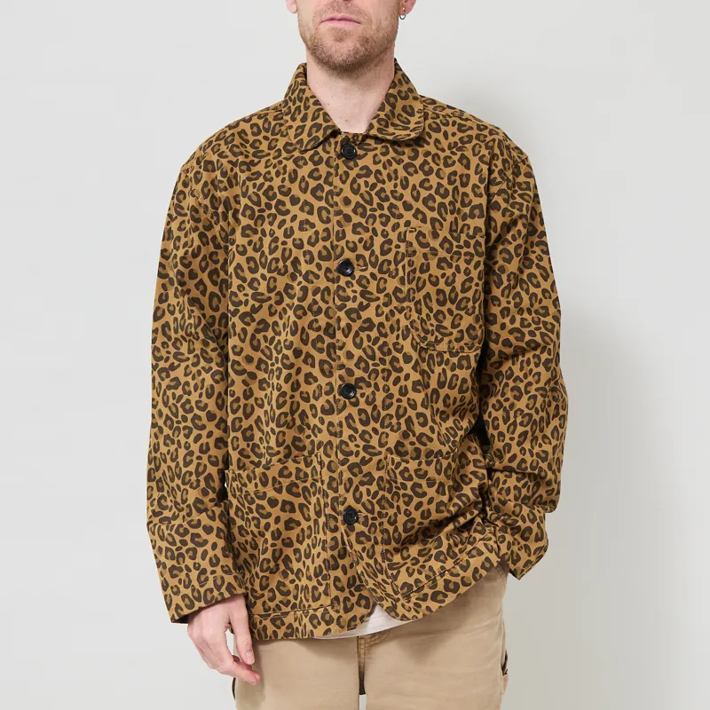 Service Works Pattern Easy Chef Shirt Brown Leopard