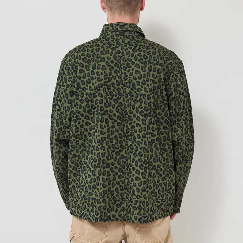 Service Works Pattern Easy Chef Shirt Green Leopard-2