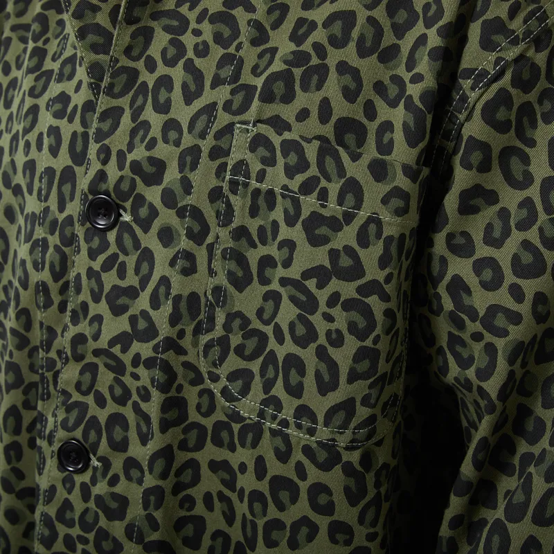 Service Works Pattern Easy Chef Shirt Green Leopard-4