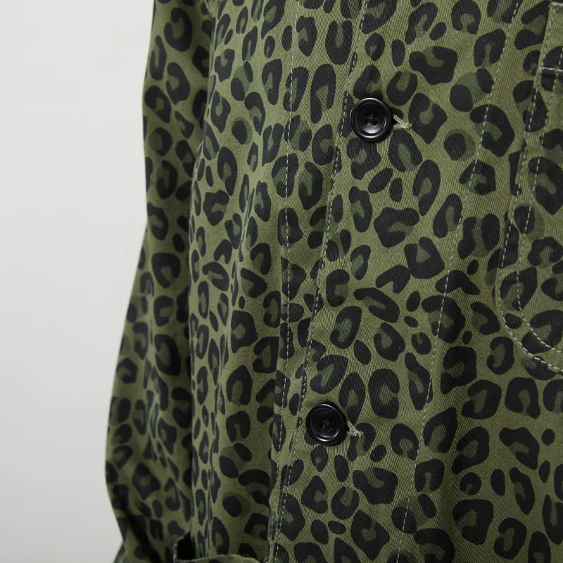 Service Works Pattern Easy Chef Shirt Green Leopard-5