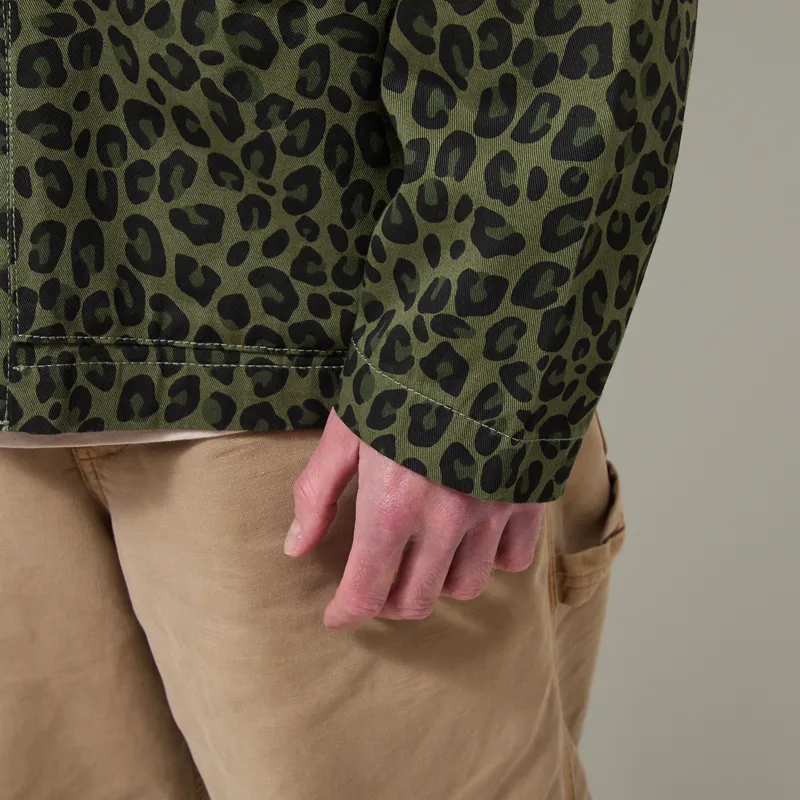 Service Works Pattern Easy Chef Shirt Green Leopard-6