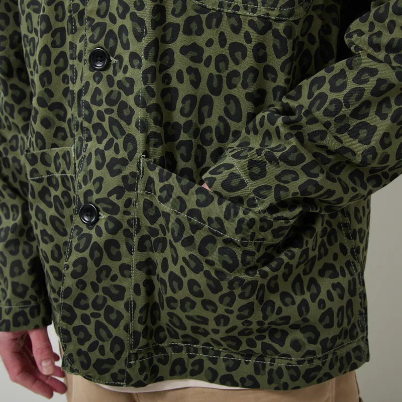 Service Works Pattern Easy Chef Shirt Green Leopard-7