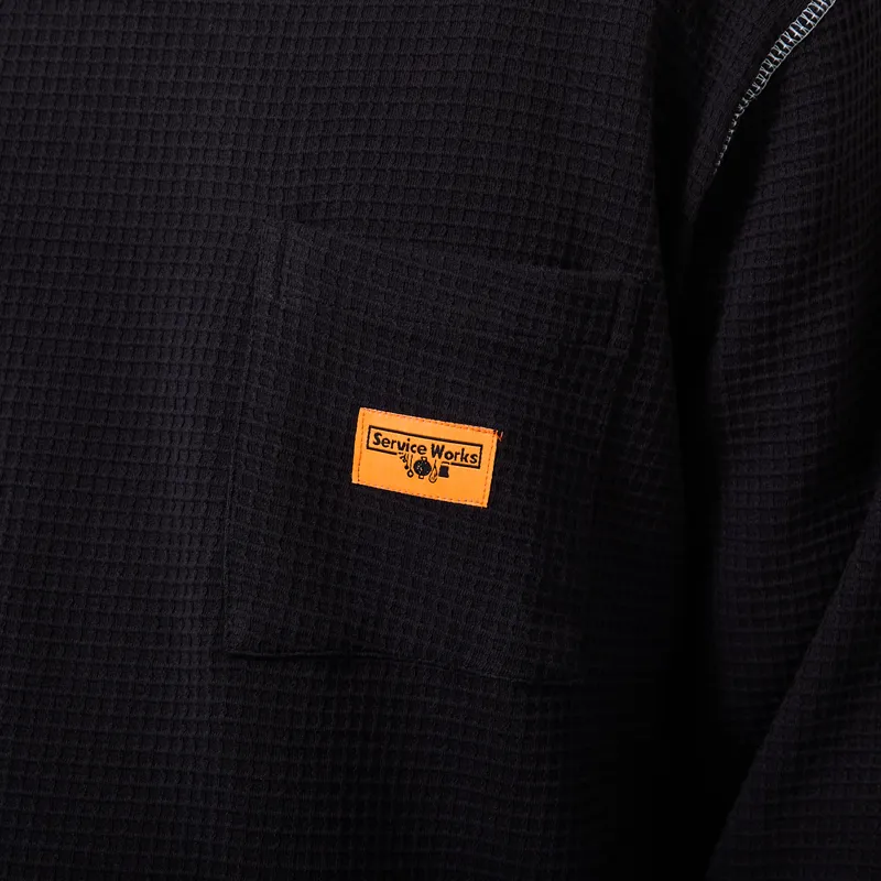 Service Works Waffle Contrast Thermal Long Sleeve T Shirt Black White-5
