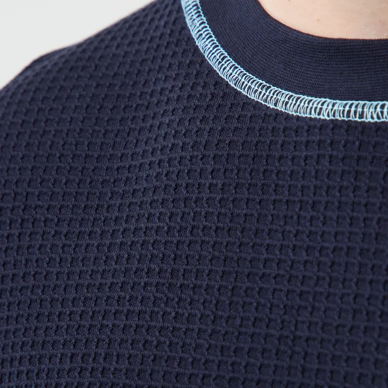 Service Works Waffle Contrast Thermal Long Sleeve T Shirt Navy Blue-6