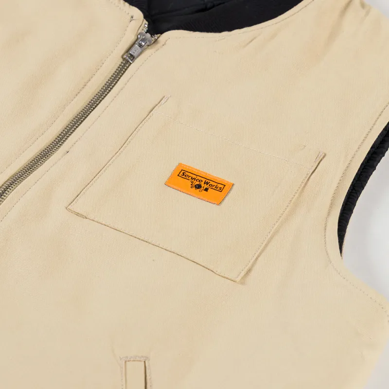 Service Works Padded Work Vest Jacket Pale Khaki-8