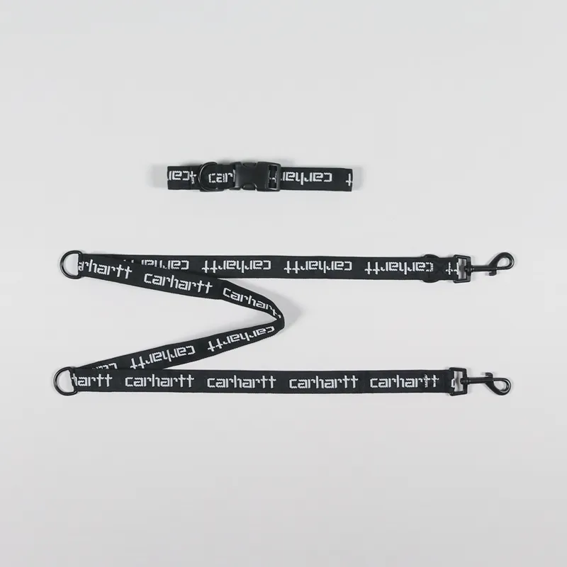 Carhartt WIP Script Dog Leash And Collar Black White-1