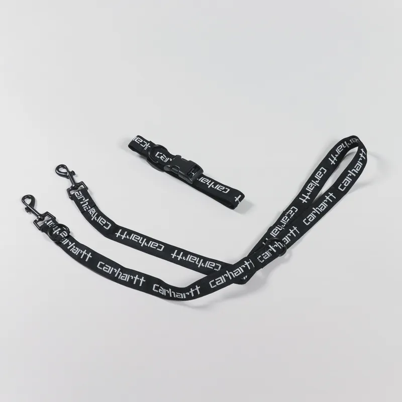 Carhartt WIP Script Dog Leash And Collar Black White-2