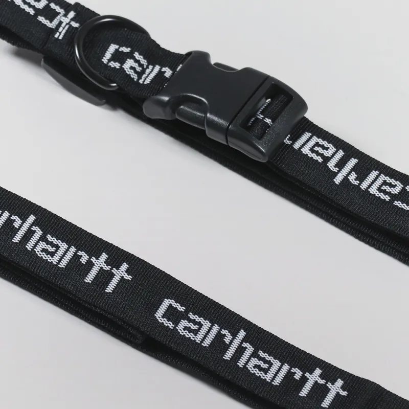 Carhartt WIP Script Dog Leash And Collar Black White-3