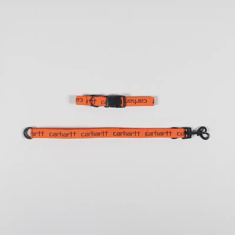 Carhartt WIP Script Dog Leash And Collar Orange Black
