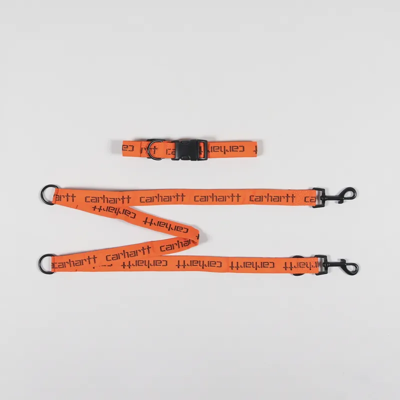 Carhartt WIP Script Dog Leash And Collar Orange Black-1