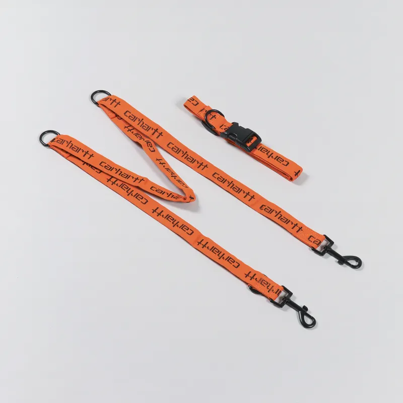 Carhartt WIP Script Dog Leash And Collar Orange Black-3