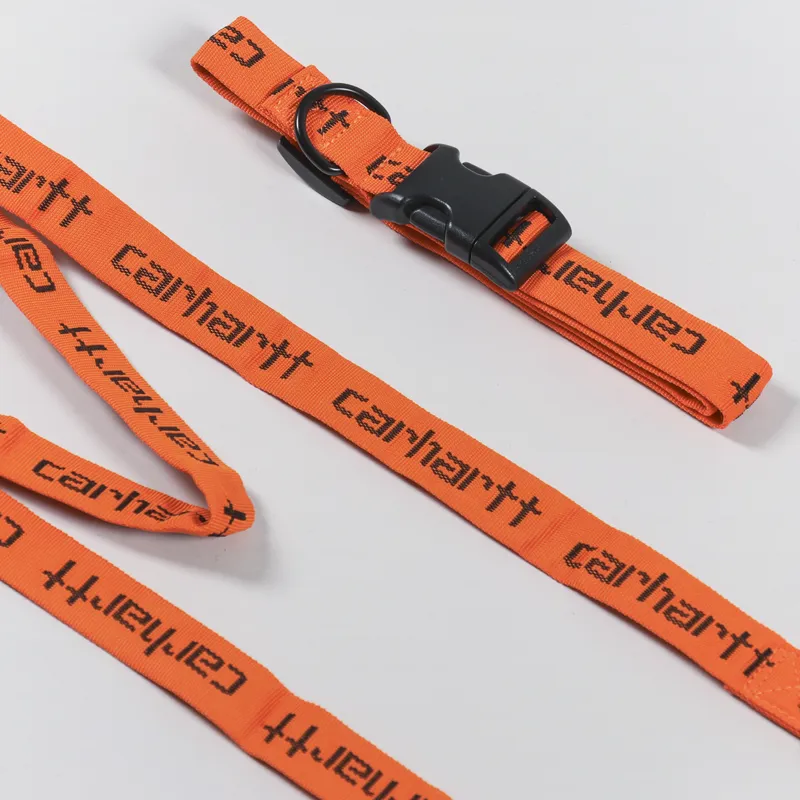 Carhartt WIP Script Dog Leash And Collar Orange Black-2