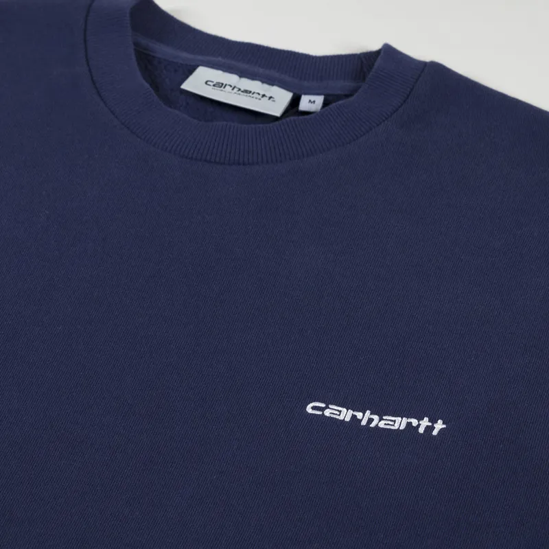 Carhartt WIP Script Embroidery Sweat Blue White-2