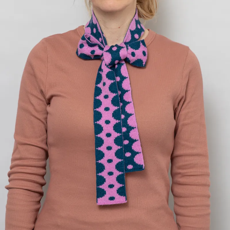 Scarlet Knitwear Womens Skinny Scarf Half Circle Pink Blue