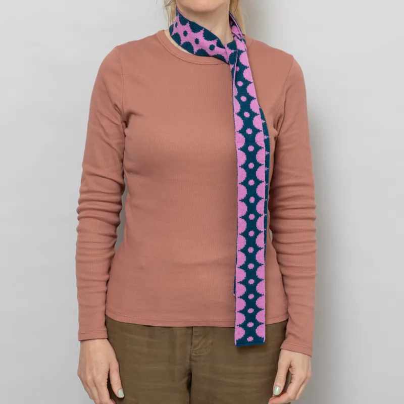 Scarlet Knitwear Womens Skinny Scarf Half Circle Pink Blue-1
