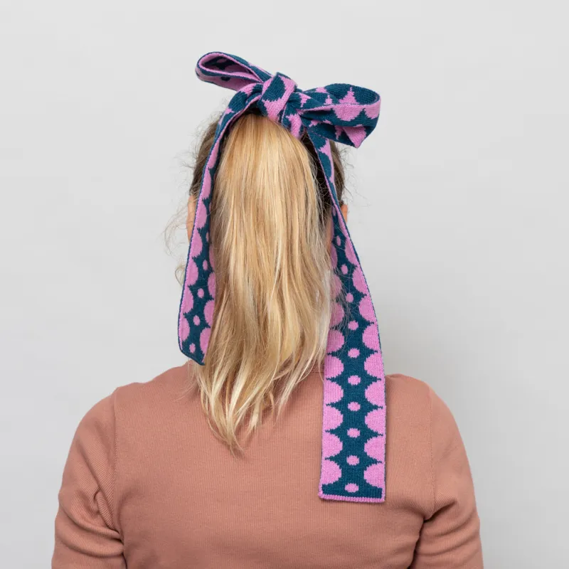 Scarlet Knitwear Womens Skinny Scarf Half Circle Pink Blue-3