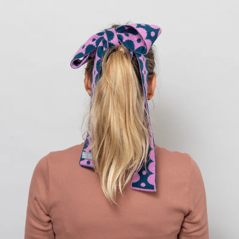 Scarlet Knitwear Womens Skinny Scarf Half Circle Pink Blue-2