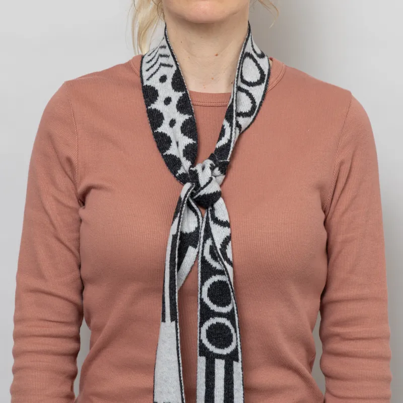 Scarlet Knitwear Womens Skinny Scarf Half Circle Charcoal Grey-2