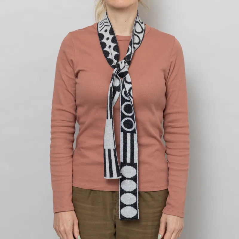 Scarlet Knitwear Womens Skinny Scarf Half Circle Charcoal Grey-1