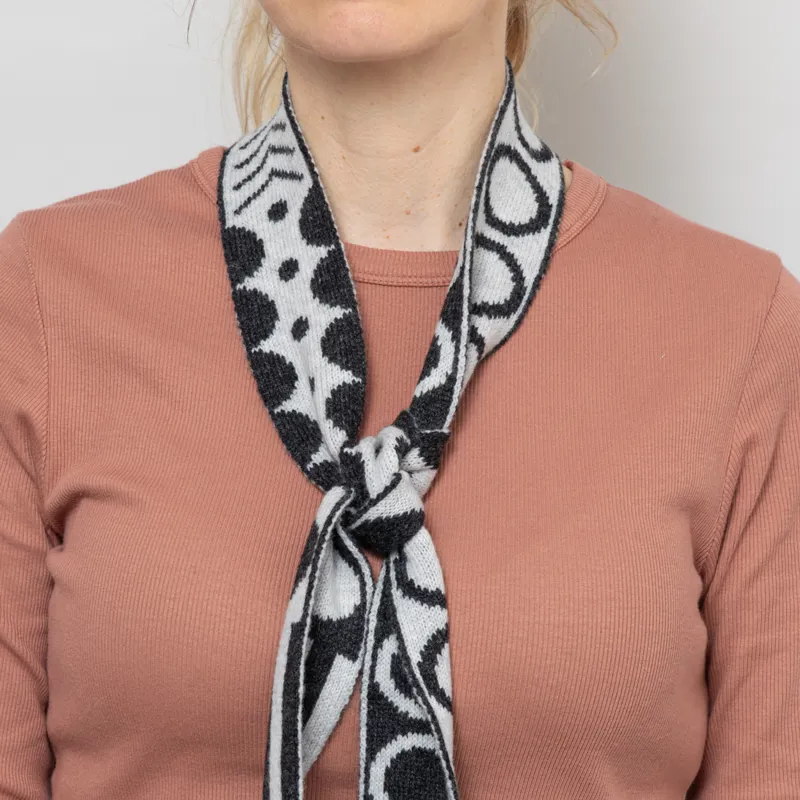 Scarlet Knitwear Womens Skinny Scarf Half Circle Charcoal Grey-3