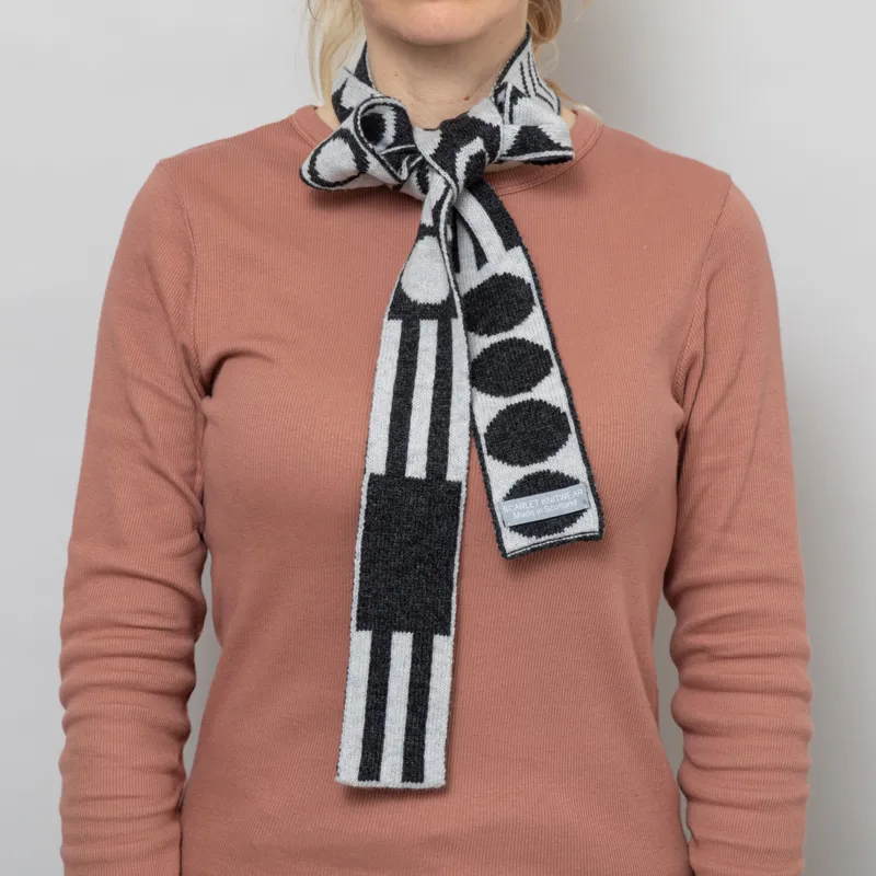 Scarlet Knitwear Womens Skinny Scarf Half Circle Charcoal Grey