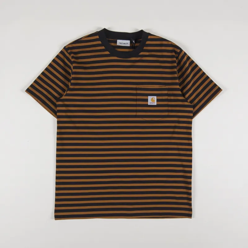 Carharrt WIPP Seidler Pocket T Shirt Deep H Brown Black