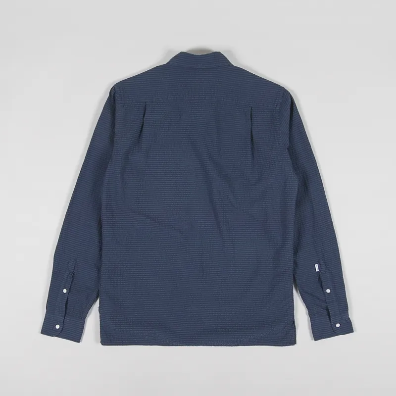 Edmmond Studios Seersucker Shirt Plain Navy-1