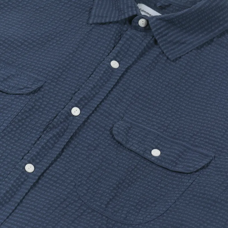 Edmmond Studios Seersucker Shirt Plain Navy-7