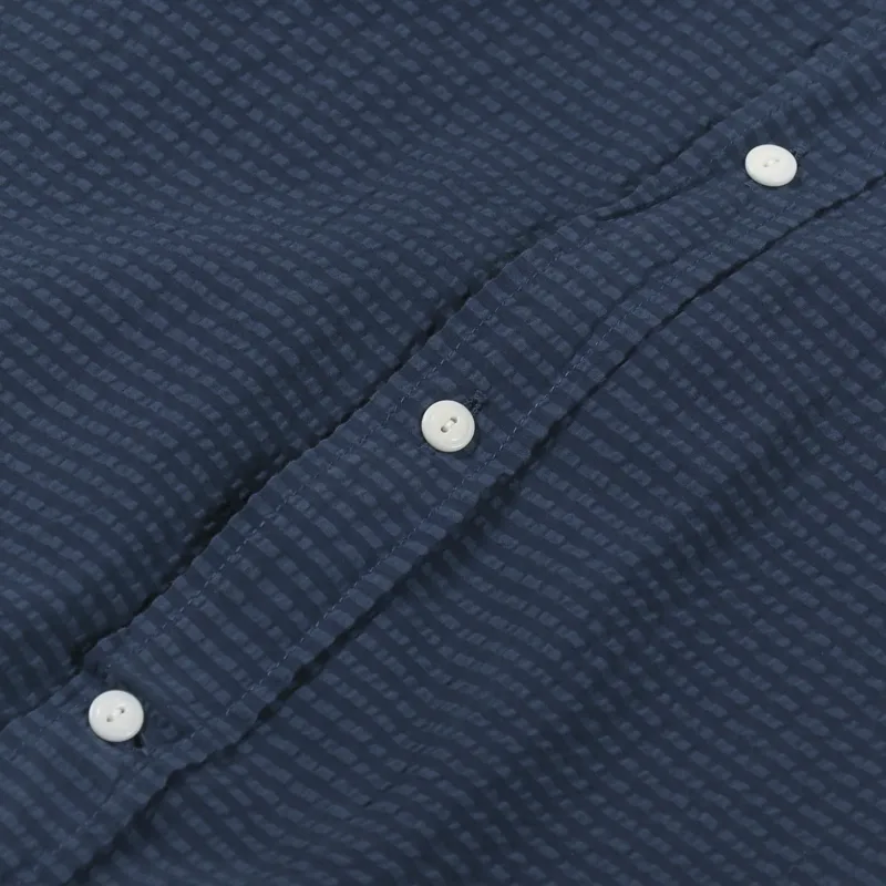 Edmmond Studios Seersucker Shirt Plain Navy-4
