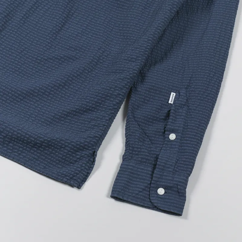 Edmmond Studios Seersucker Shirt Plain Navy-6