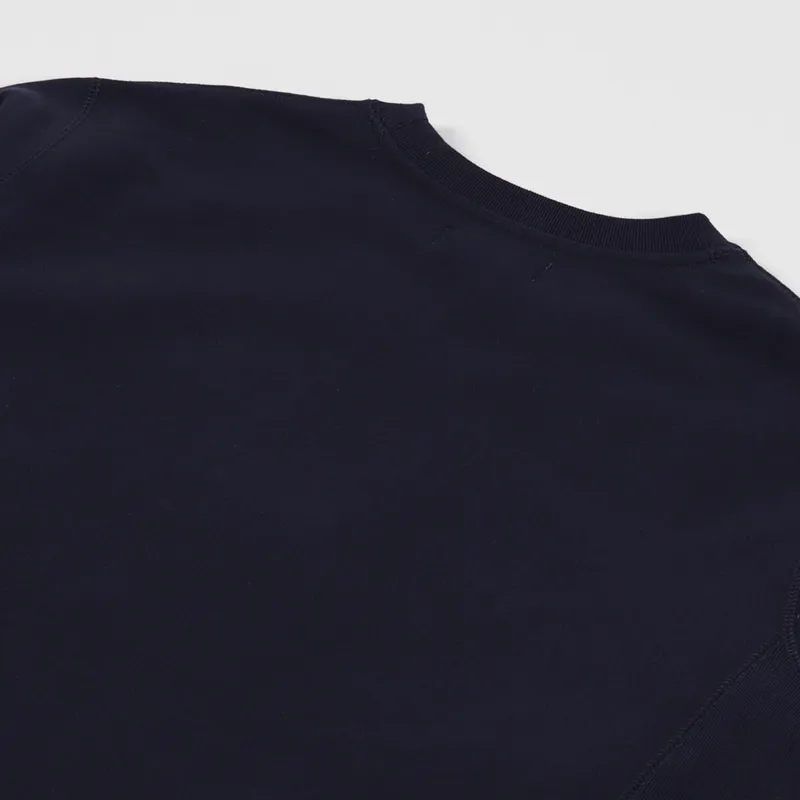 Know Wave Serif Embroidered Crew Neck Sweat Navy-2