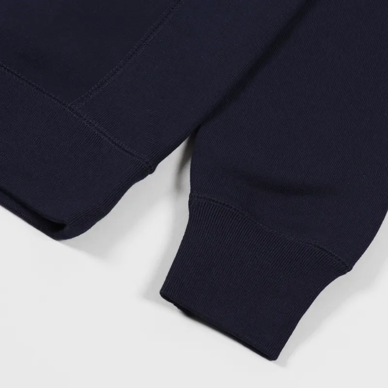 Know Wave Serif Embroidered Crew Neck Sweat Navy-4