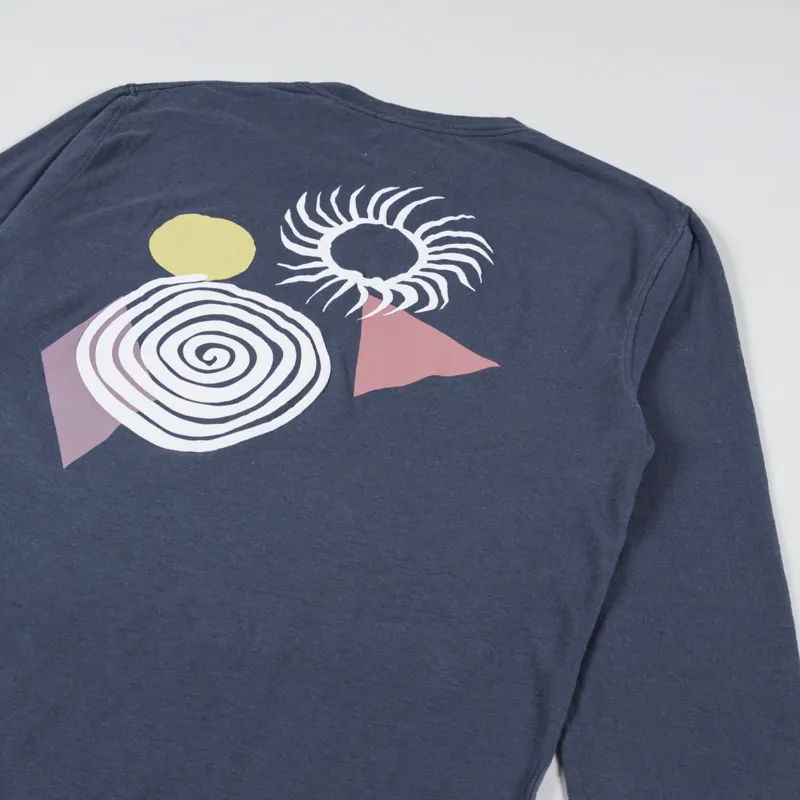 Far Afield Shapes Long Sleeve T Shirt Blue-2