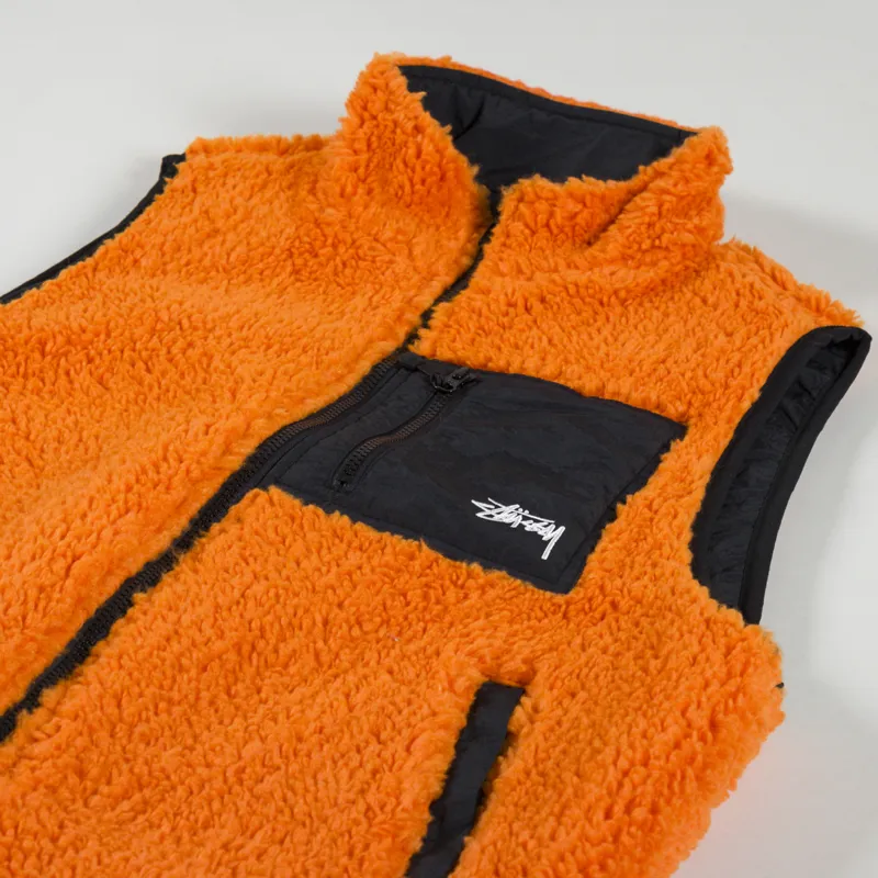 Stussy Sherpa Reversible Vest Tangerine-5