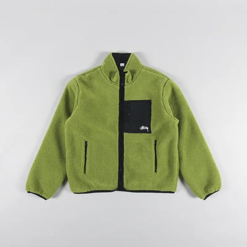 Stussy Sherpa Reversible Jacket Moss Green