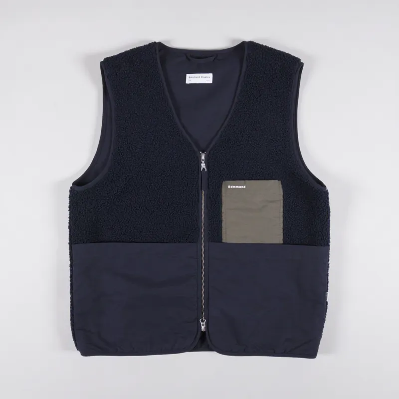 Edmmond Studios Shearling Vest Navy