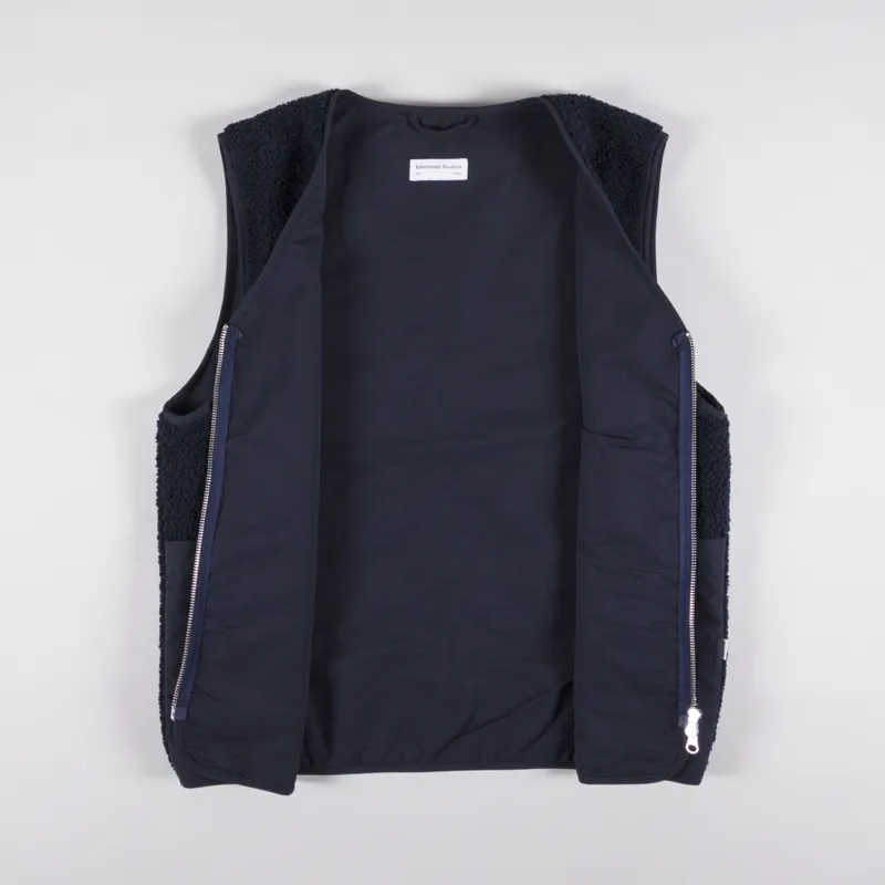Edmmond Studios Shearling Vest Navy-1