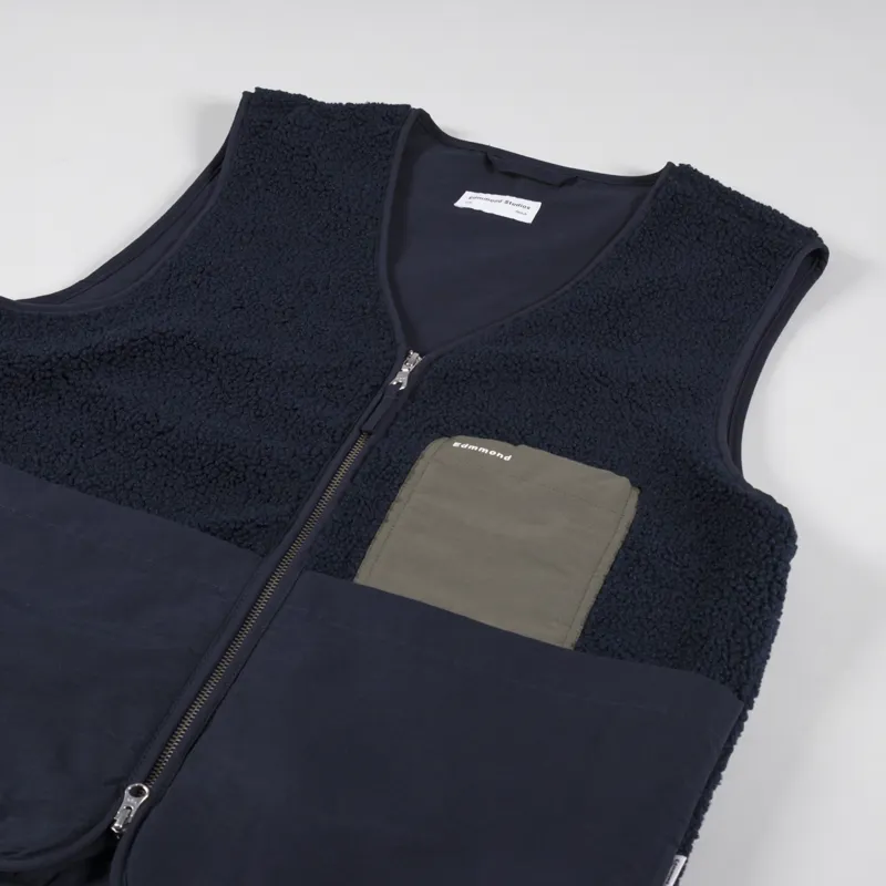 Edmmond Studios Shearling Vest Navy-3