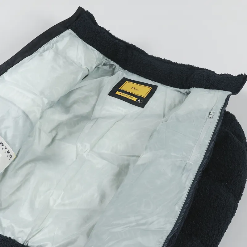 Dime MTL Mens Sherpa Puffer Jacket Navy Blue Dime MTL Mens Sherpa Puffer Jacket Navy Blue