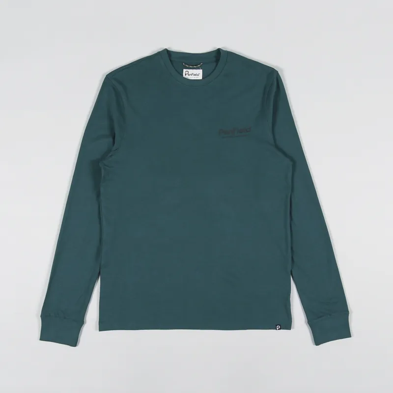 Penfield Sketch Mountain Back Graphic Long Sleeve T Shirt Deep Teal-1
