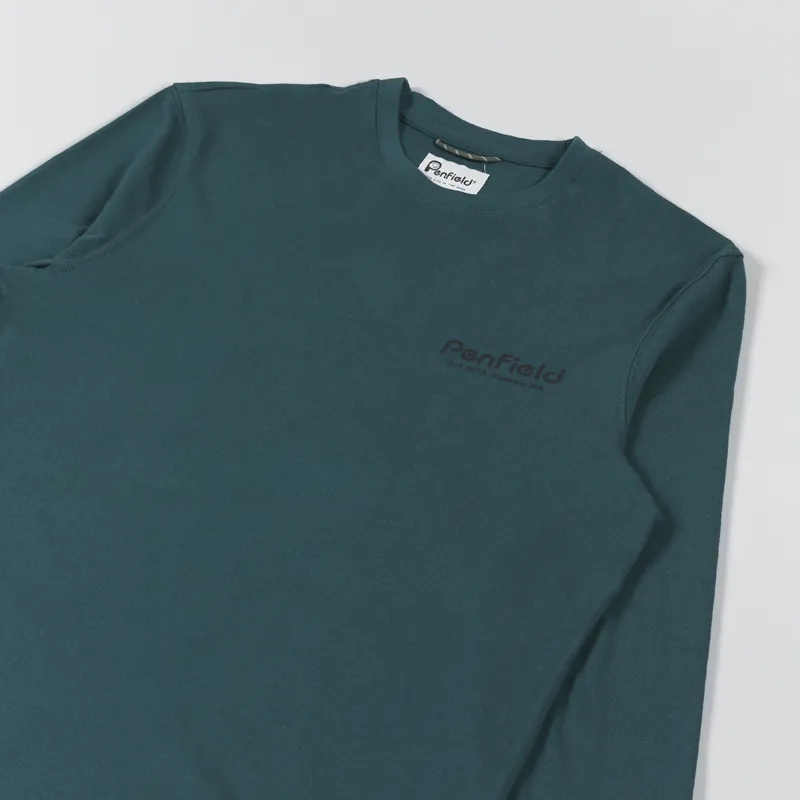 Penfield Sketch Mountain Back Graphic Long Sleeve T Shirt Deep Teal-3