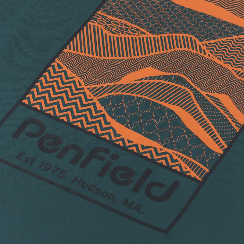 Penfield Sketch Mountain Back Graphic Long Sleeve T Shirt Deep Teal-5