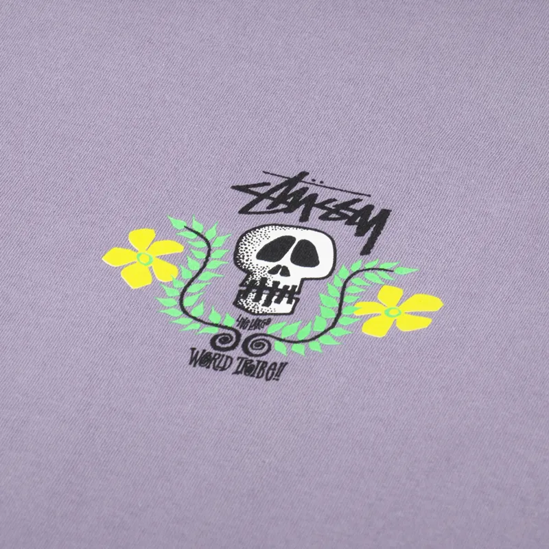 Stussy Mens Short Sleeve Skull Crest T Shirt Mauve Purple