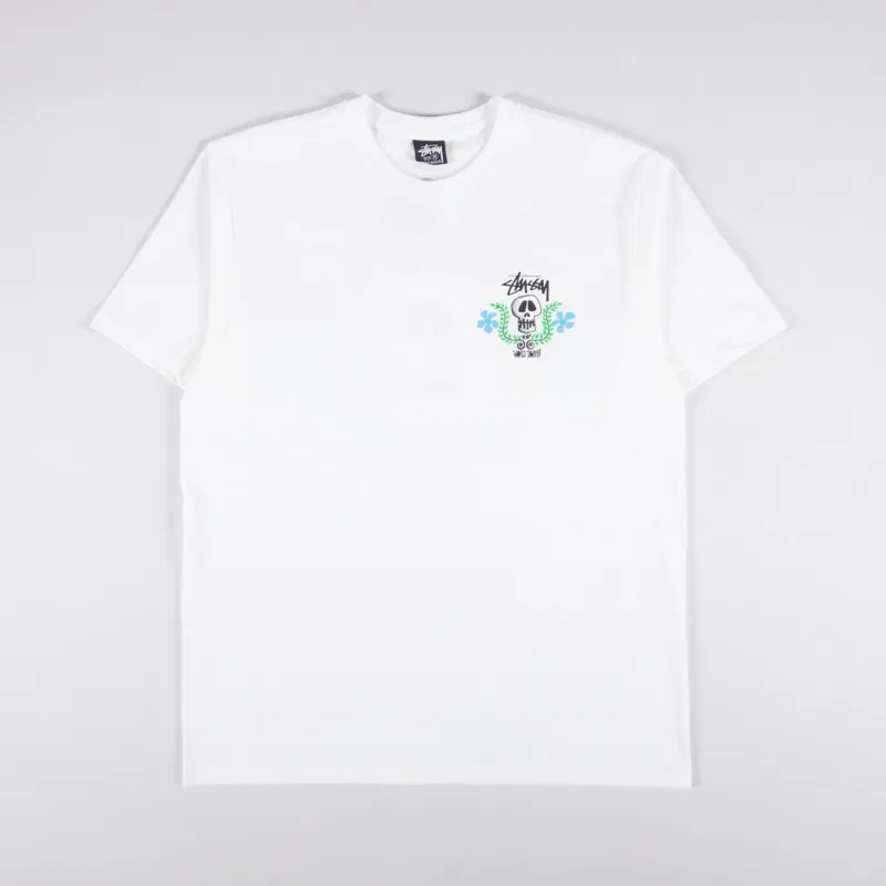 【STUSSY】 Skull Crest T-Shirt White Stussy Mens Short Sleeve Skull Crest T Shirt White