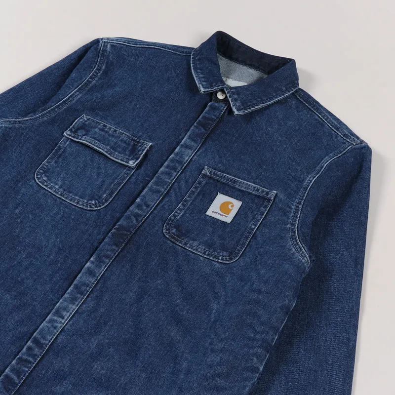 Carhartt WIP Mens LS Salinac Shirt Jac Blue Organic Denim