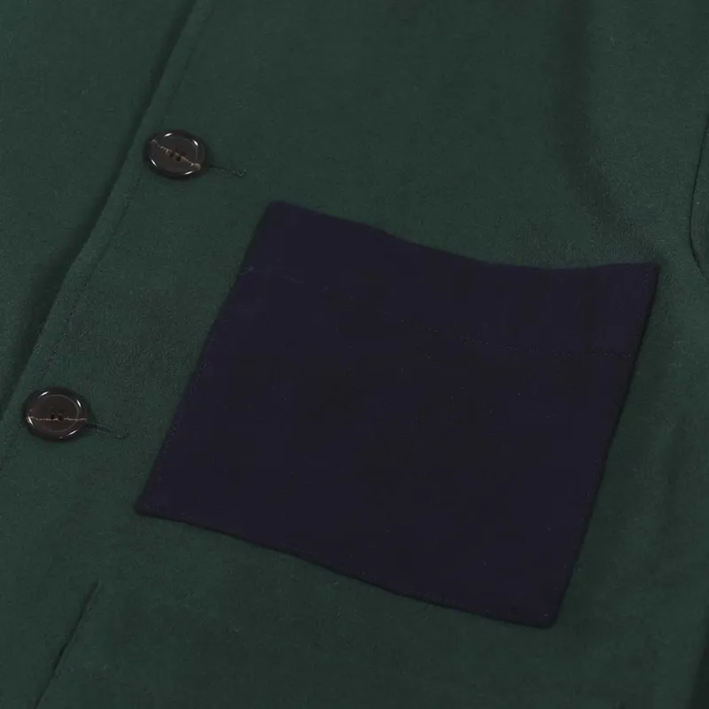 Universal Works Simple Bakers Jacket Forest Green Melton-8