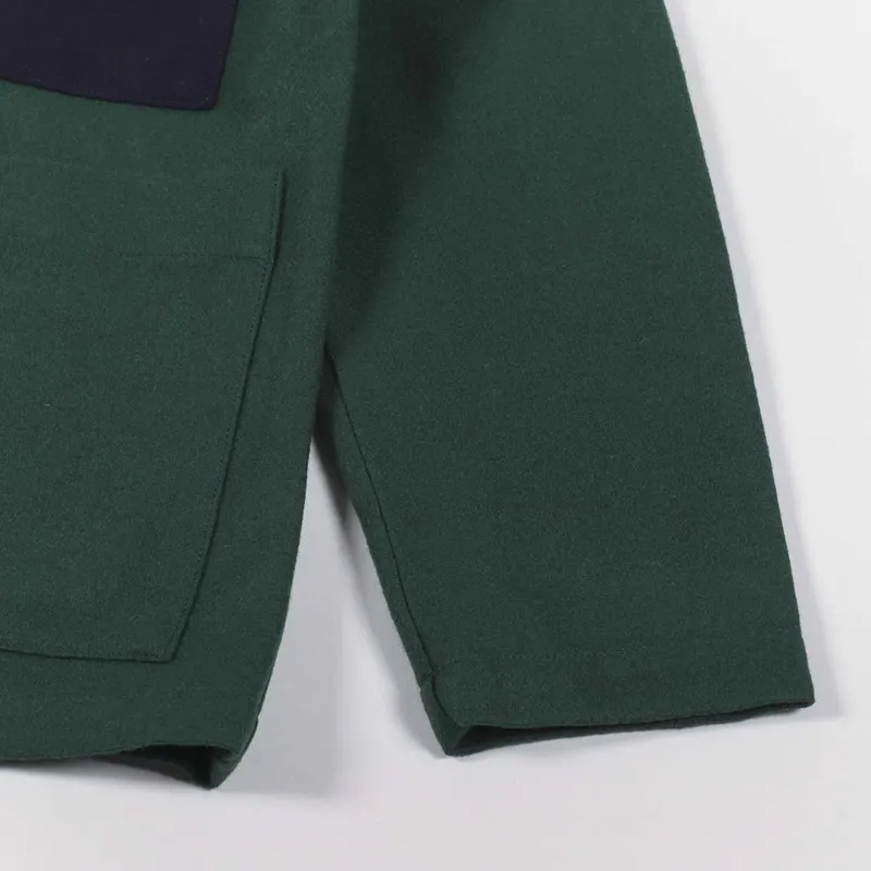 Universal Works Simple Bakers Jacket Forest Green Melton-6